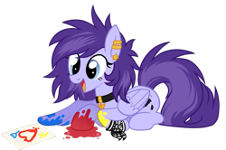 Size: 793x525 | Tagged: safe, artist:prince-lionel, oc, oc only, oc:ddye, species:pegasus, species:pony, bandana, ear piercing, hoof painting, jewelry, necklace, paint, piercing, simple background, solo, transparent background