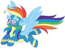 Size: 1024x776 | Tagged: safe, artist:prince-lionel, character:rainbow dash, blushing, clothing, cute, dashabetes, double mane, eyes closed, happy, movie accurate, open mouth, simple background, solo, transparent background, uniform, vector, wonderbolts uniform