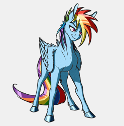 Size: 2920x2960 | Tagged: safe, artist:akweer, character:rainbow dash, species:pegasus, species:pony, female, horse, mare, multicolored hair, simple background, smiling, solo