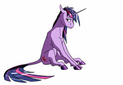 Size: 3728x2584 | Tagged: safe, artist:akweer, character:twilight sparkle, character:twilight sparkle (unicorn), species:pony, species:unicorn, female, leonine tail, mare, realistic horse legs, simple background, sitting, solo, white background