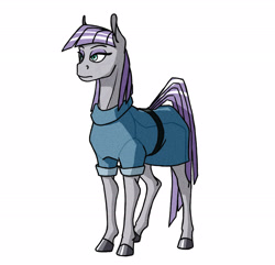 Size: 2478x2388 | Tagged: safe, artist:akweer, character:maud pie, species:earth pony, species:pony, clothing, female, hoers, horse, lidded eyes, mare, realistic horse legs, simple background, white background