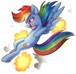 Size: 848x822 | Tagged: safe, artist:ak4neh, artist:prince-lionel, character:rainbow dash, species:pegasus, species:pony, action pose, blushing, collaboration, female, mare, open mouth, simple background, solo, tongue out, transparent background