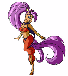 Size: 3456x3848 | Tagged: safe, artist:akweer, species:anthro, species:earth pony, species:pony, species:unguligrade anthro, breasts, cleavage, clothing, crossover, female, genie, mare, shantae, shantae (character), smiling