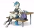 Size: 2000x1623 | Tagged: safe, artist:akweer, character:dj pon-3, character:vinyl scratch, species:anthro, species:pony, species:unguligrade anthro, species:unicorn, g4, backpack, bra, clothing, female, headphones, horn, leg warmers, shorts, simple background, sitting, smiling, solo, sports bra, underwear, white background