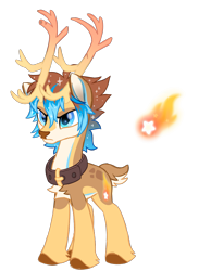 Size: 929x1270 | Tagged: safe, artist:prince-lionel, oc, oc only, oc:starborn, species:deer, species:pony, collar, custom, deer oc, movie accurate, photo, reference sheet, scowl, sparkles