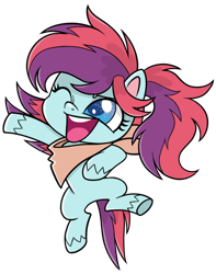 Size: 642x815 | Tagged: safe, artist:prince-lionel, oc, oc:taffy swirl, species:earth pony, species:pony, g4.5, my little pony:pony life, cute, jumping, neckerchief, one eye closed, simple background, transparent background