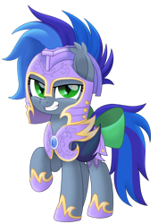 Size: 1708x2411 | Tagged: safe, artist:prince-lionel, oc, oc only, oc:lunar aurora, species:bat pony, species:pony, 2020 community collab, derpibooru community collaboration, armor, bat pony oc, bat wings, bow, commission, cute, cute little fangs, fangs, female, green eyes, helmet, hoof shoes, mare, movie accurate, night guard, night guard armor, one hoof raised, simple background, solo, tail bow, transparent background, wings