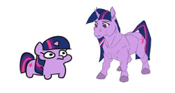 Size: 1000x537 | Tagged: safe, artist:akweer, character:twilight sparkle, character:twilight sparkle (unicorn), species:pony, species:unicorn, female, looking at each other, mare, self ponidox, simple background, twiggie, white background