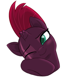 Size: 712x877 | Tagged: safe, artist:prince-lionel, character:tempest shadow, species:pony, species:unicorn, g4, my little pony: the movie (2017), bust, cheek squish, cute, eye scar, female, movie accurate, one eye closed, portrait, scar, solo, squishy cheeks, tempestbetes