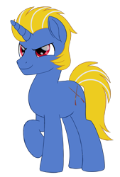 Size: 965x1428 | Tagged: safe, artist:prince-lionel, oc, oc only, oc:solidshot, species:pony, species:unicorn, g4, horn, male, red eyes, simple background, solo, stallion, transparent background, unicorn oc