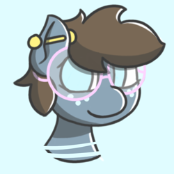 Size: 1024x1024 | Tagged: safe, artist:charleyhorsey, oc, oc only, oc:charley, species:earth pony, species:pony, g4, freckles, glasses, piercing, solo
