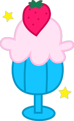 Size: 4000x6538 | Tagged: safe, artist:melisareb, oc, oc only, oc:betty pop, absurd resolution, barely pony related, cutie mark, cutie mark only, food, fruit, ice cream, inkscape, no pony, simple background, stars, strawberry, sundae, transparent background, vector