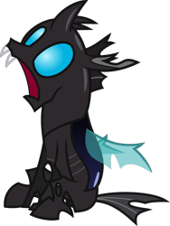Size: 4000x5320 | Tagged: safe, artist:melisareb, species:changeling, episode:slice of life, g4, my little pony: friendship is magic, .svg available, absurd resolution, derp, inkscape, kevin (changeling), male, simple background, sitting, solo, transparent background, vector, wings