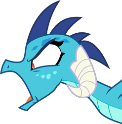 Size: 4000x4049 | Tagged: safe, artist:melisareb, character:princess ember, species:dragon, episode:sweet and smoky, g4, my little pony: friendship is magic, .svg available, absurd resolution, angry, bust, dragoness, ember is not amused, female, horns, inkscape, shout, shrunken pupils, side view, simple background, slit eyes, smiling, solo, transparent background, vector, yelling