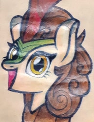 Size: 1440x1870 | Tagged: safe, artist:melisareb, character:autumn blaze, species:kirin, awwtumn blaze, bust, cute, female, looking at you, solo, traditional art