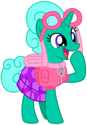 Size: 751x1080 | Tagged: safe, artist:melisareb, artist:徐詩珮, base used, edit, character:glitter drops, species:pony, species:unicorn, series:sprglitemplight diary, series:sprglitemplight life jacket days, series:springshadowdrops diary, series:springshadowdrops life jacket days, alternate universe, clothing, cute, paw patrol, simple background, skye (paw patrol), transparent background, vector edit