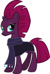 Size: 4000x5956 | Tagged: safe, alternate version, artist:melisareb, character:fizzlepop berrytwist, character:tempest shadow, species:pony, species:unicorn, my little pony: the movie (2017), .svg available, absurd resolution, cloak, clothing, female, inkscape, looking at you, mare, scarf, show accurate, simple background, solo, transparent background, vector