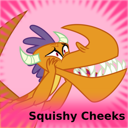 Size: 1024x1024 | Tagged: safe, artist:melisareb, species:dragon, derpibooru, episode:sweet and smoky, g4, my little pony: friendship is magic, .svg available, adorabilly, billy (dragon), cute, male, meta, solo, spoilered image joke, squishy cheeks, svg, teeth, vector