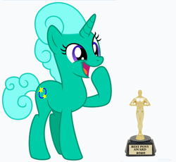 Size: 584x538 | Tagged: safe, artist:melisareb, edit, character:glitter drops, species:pony, species:unicorn, best pony, cute, female, glitterbetes, happy, mare, oscar, simple background, solo, trophy, vector, vector edit, white background