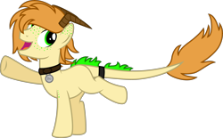 Size: 6439x4000 | Tagged: safe, artist:melisareb, oc, oc only, oc:polonium, species:pony, absurd resolution, collar, cute, element pony, freckles, horns, inkscape, leonine tail, male, object pony, ocbetes, original species, ponified, radioactive, radioactive pony, simple background, solo, stallion, transparent background, vector