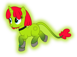 Size: 5366x4000 | Tagged: safe, artist:melisareb, oc, oc only, oc:radiante radium, species:pony, species:unicorn, .svg available, absurd resolution, choker, element pony, female, glow, glowing body, gradient hair, gradient hooves, i can't believe it's not badumsquish, inkscape, leonine tail, mare, object pony, original species, ponified, radioactive, radioactive pony, simple background, solo, transparent background, vector