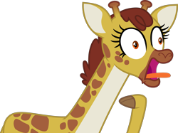 Size: 5357x4000 | Tagged: safe, artist:melisareb, character:clementine, episode:she talks to angel, g4, my little pony: friendship is magic, .svg available, absurd resolution, cloven hooves, faec, female, giraffe, inkscape, raised hoof, shrunken pupils, simple background, solo, tongue out, transparent background, vector