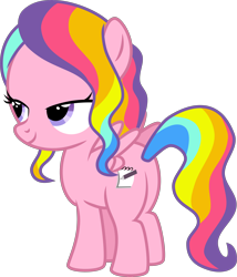 Size: 4000x4674 | Tagged: safe, artist:melisareb, character:rainbow harmony, species:pegasus, species:pony, episode:school raze, g4, my little pony: friendship is magic, .svg available, absurd resolution, bedroom eyes, butt, female, filly, inkscape, multicolored hair, plot, rainbow hair, simple background, solo, transparent background, vector, wings
