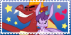 Size: 100x50 | Tagged: safe, artist:delade, artist:melisareb, character:garble, character:prominence, species:dragon, deviantart stamp, dragoness, duo, female, garbinence, heart, male, picture for breezies, shipping, stamp, stars, straight