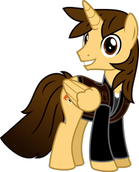 Size: 4000x4920 | Tagged: safe, alternate version, artist:melisareb, oc, oc only, oc:ej, species:alicorn, species:pony, g4, absurd resolution, clothing, looking at you, male, simple background, smiling, solo, stallion, transparent background, vector