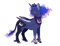 Size: 912x698 | Tagged: safe, artist:xeiphi, character:princess luna, species:alicorn, species:pony, g4, alternate design, leonine tail, regalia, solo
