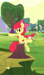 Size: 1784x3000 | Tagged: safe, artist:dfectivedvice, artist:kooner-cz, artist:tim015, character:apple bloom, species:bird, episode:crusaders of the lost mark, g4, my little pony: friendship is magic, apple tree, cutie mark, solo, the cmc's cutie marks, tree, tree stump, vector