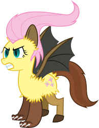 Size: 3881x5000 | Tagged: safe, artist:ambassad0r, character:fluttershy, species:chimera, species:draconequus, series:magic is powerful, bat wings, draconequified, female, flutterequus, simple background, solo, species swap, transformed, transparent background