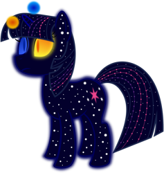 Size: 5692x6000 | Tagged: safe, artist:ambassad0r, character:twilight sparkle, species:pony, series:magic is powerful, absurd resolution, elemental, ethereal mane, galaxy mane, glowing eyes, heterochromia, moon, simple background, solo, starry body, sun, the cosmos, transformed, transparent background