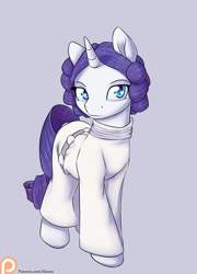 Size: 1150x1600 | Tagged: safe, artist:alasou, character:rarity, alternate hairstyle, clothing, crossover, patreon, patreon logo, princess leia, simple background, solo, star wars