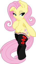 Size: 6000x10713 | Tagged: safe, artist:dfectivedvice, artist:mactavish1996, character:fluttershy, absurd resolution, chest fluff, clothing, ear fluff, ribbon, simple background, socks, solo, transparent background, vector