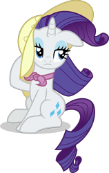 Size: 3500x5554 | Tagged: safe, artist:ambassad0r, character:rarity, ponyscape, absurd resolution, clothing, hat, raised hoof, simple background, sitting, solo, transparent background, unimpressed, vector