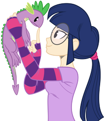 Size: 5130x6000 | Tagged: safe, artist:ambassad0r, artist:megasweet, character:spike, character:twilight sparkle, species:human, absurd resolution, canter girls, cute, glasses, humanized, lizard, simple background, transparent background, vector