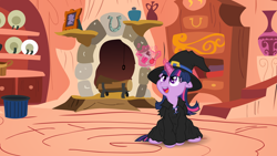 Size: 7680x4320 | Tagged: safe, artist:dfectivedvice, artist:tim015, edit, character:twilight sparkle, absurd resolution, clothing, costume, cute, magic, solo, twiabetes, witch