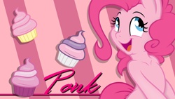 Size: 1920x1080 | Tagged: safe, artist:dfectivedvice, artist:slb94, character:pinkie pie, cupcake, cute, food, solo, wallpaper