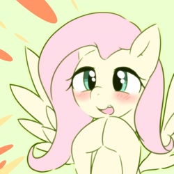 Size: 1778x1778 | Tagged: safe, artist:akainu_pony, character:fluttershy, species:pegasus, species:pony, blushing, bust, cute, female, mare, open mouth, shyabetes, simple background, smiling, solo