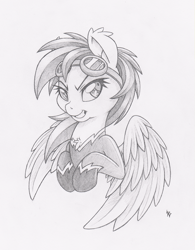 Size: 781x1000 | Tagged: safe, artist:dfectivedvice, character:rainbow dash, clothing, grayscale, monochrome, shadowbolts costume, sketch, solo, traditional art