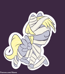 Size: 1225x1400 | Tagged: safe, artist:alasou, character:derpy hooves, species:pony, chibi, clothing, costume, cute, derpabetes, female, mummy, silly, silly pony, solo