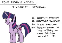 Size: 1280x896 | Tagged: safe, artist:hoofclid, character:twilight sparkle, character:twilight sparkle (alicorn), species:alicorn, species:pony, programming, solo, text