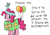 Size: 1200x840 | Tagged: safe, artist:hoofclid, character:pinkie pie, abjad, balloon, decode the message, decoded in the comments, phoenician, present, programming, solo, text, translated in the comments