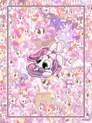 Size: 1200x1600 | Tagged: safe, artist:bobdude0, character:apple bloom, character:fluttershy, character:hondo flanks, character:pinkie pie, character:princess flurry heart, character:princess luna, character:rarity, character:sweetie belle, character:tender taps, character:twilight sparkle, character:twilight sparkle (alicorn), species:alicorn, species:pony, balloon, clothing, collage, crying, cute, diasweetes, female, filly, fire, glasses, holding a pony, hoodie, jewelry, magic, male, nom, on back, raccoon, regalia, shipping, sitting, straight, suit, table, wall of sweetie belles, weapons-grade cute, woona, younger
