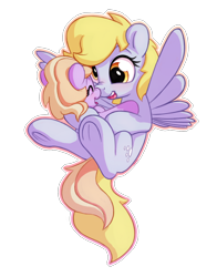 Size: 1100x1400 | Tagged: safe, artist:bobdude0, character:derpy hooves, character:dinky hooves, species:pegasus, species:pony, species:unicorn, boop, cute, derpabetes, dinkabetes, duo, equestria's best mother, female, filly, flying, headcanon, mare, mother and daughter, noseboop, simple background, transparent background, underhoof