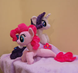 Size: 1760x1664 | Tagged: safe, artist:lanacraft, character:pinkie pie, character:rarity, species:seapony (g4), my little pony: the movie (2017), irl, kittensized, photo, plushie, seaponified, seapony pinkie pie, seapony rarity, species swap
