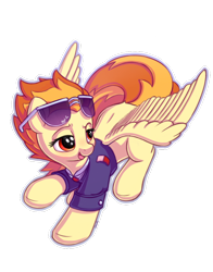 Size: 1100x1400 | Tagged: safe, artist:bobdude0, character:spitfire, species:pegasus, species:pony, aviator glasses, bomber jacket, clothing, cute, cutefire, female, mare, simple background, solo, sunglasses, transparent background, wings