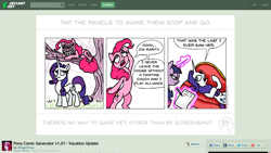 Size: 1366x768 | Tagged: safe, artist:gingerfoxy, character:pinkie pie, character:rarity, character:twilight sparkle, species:earth pony, species:pony, species:unicorn, cheshire cat, cheshire cat grin, comic, couch, fainting couch, paper, pencil, pony comic generator, tree