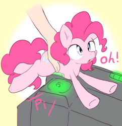 Size: 1260x1301 | Tagged: safe, artist:akainu_pony, character:pinkie pie, species:earth pony, species:human, species:pony, barcode, cute, female, mare, scan, solo